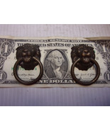 VINTAGE 25+ YEAR OLD BRASS LION’S HEAD DRAWER RING PULL HANDLE pair - $433.46 MXN