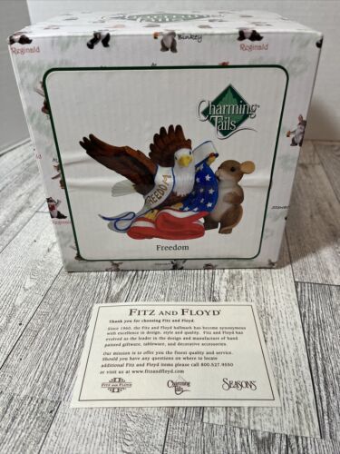 2008 Charming Tails “Freedom” Bald Eagle American Flag SEALED Fitz & Floyd - £49.52 GBP