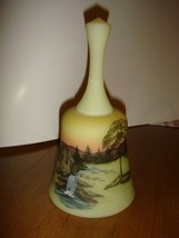 Fenton Glass Bell Hand Painted Old Mill On Custard  - £43.00 GBP