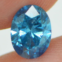 Oval Diamond Fancy Blue Color Loose Natural Enhanced SI2 Certified 0.72 Carat - £458.43 GBP