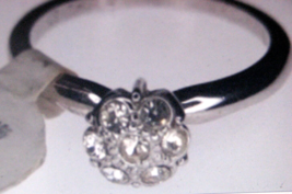 Vintage 10k White Gold HGE Wedding Ring with Solitary Gemstones - £38.20 GBP