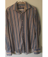 Bugatchi Uomo Button Up Shirt Size Large Striped Long Sleeve Relaxed Fit... - $19.79