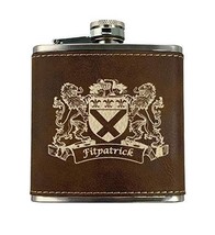 Fitzpartick Irish Coat of Arms Leather Flask - Rustic Brown - £19.71 GBP