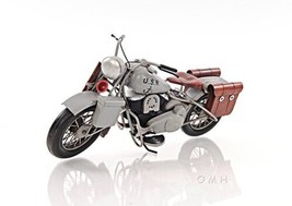 Model Motorcycle Transportation Traditional Antique 1945 Gray 1:12 Scale Iron - £95.10 GBP