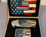 VINTAGE AMERICAN FLAG IMAGE KNIFE AND OIL LIGHTER GIFT SET  - $21.73