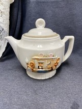 Porcelier Vitreous Teapot with Raised Hearth Artwork 1940’s USA Vintage Cottage  - £11.67 GBP