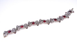 Heidi Daus Stunning Art Deco Red Crystal Marcasite Bracelet w Box - $125.00