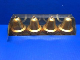 4 Vtg Gold Bell Ornaments Glitter Decoration - £8.39 GBP