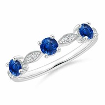 ANGARA Blue Sapphire &amp; Diamond Marquise and Dot Band in 14K Solid Gold - £780.10 GBP