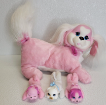 Puppy Surprise 2014 Just Play Pink Mom Dog Plush with 3 Puppies Pink White - £6.68 GBP