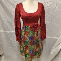 Vintage Women&#39;s Red Bejeweled Holiday Dress with Bow, Size 8 - £31.60 GBP