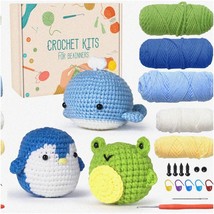 Penguin Pals Crochet Adventure Kit: 3Pcs Animal DIY Set for All Ages! Complete C - $52.42