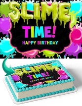 Slime Time Birthday Edible Image Cake Topper Personalized Birthday Sheet... - €12,75 EUR