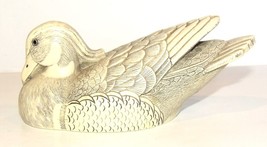 LOVELY SIGNED C.S. CANADA SCRIMSHAW STYLE DUCK 5 3/4&quot; LONG FIGURINE - £29.93 GBP