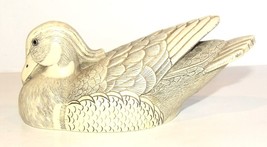 Lovely Signed C.S. Canada Scrimshaw Style Duck 5 3/4&quot; Long Figurine - £29.93 GBP