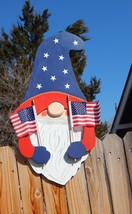 4th of July Stars and Stripes + Flag Garden Gnome Fence Peeker Garden Decoration - £115.37 GBP