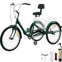 VEVOR Tricycle Adult 24&#39;&#39; Wheels Adult Tricycle 1-Speed 3 Wheel Bikes For Adults - £184.33 GBP