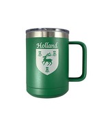 Holland Irish Coat of Arms Stainless Steel Green Travel Mug with Handle - $37.51 CAD