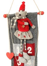 Red &amp; Gray Mouse Christmas Advent Calendar 56&quot; Long Felt Fabric - £28.73 GBP