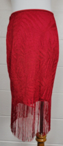 Jessica McClintock Gunne Sax Red Lace Palm Front Fringe Skirt USA Sz 7 - $24.75