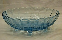 Indiana Glass Oval Blue Centerpiece Fruit Bowl Footed Scalloped Edge Vintage MCM - £37.07 GBP