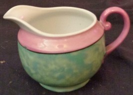 Vintage Iridescent Pink &amp; Green Glazed China Cream Pitcher - VGC - GREAT COLORS - £15.78 GBP