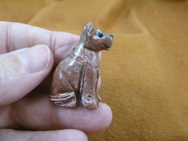 (Y-DOG-GE-12) red German Shepherd DOG small gem stone carving SOAPSTONE ... - £6.75 GBP