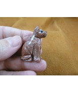 (Y-DOG-GE-12) red German Shepherd DOG small gem stone carving SOAPSTONE ... - $11.77 CAD