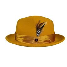 Mens Bruno Capelo Hat Australian Wool Crushable Fedora Giovani Un112 Mustard image 2