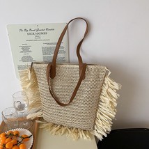 Bohemian Tassel Women Straw Bag Designer Spike Paper Rattan Shoulder Bags Large  - £27.07 GBP