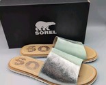 Sorel Women&#39;s Ella Block Slide Sandals Vivid Mint Silver Size 8 With Box... - £26.62 GBP