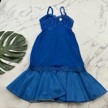 Vanity Fair Womens Vintage Slip Nightie Gown Size 32 New Blue Mermaid Lace Trim - $45.53