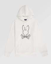Psycho Bunny Men&#39;s Beaumont Ecru Logo Drawstring Hoodie B8H700A2FT  XL - £71.07 GBP