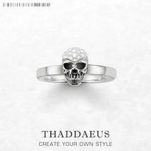 Skull White Pave Ring,Europe Style Jewerly For Women Gift In 925 Sterling Silver - £6.31 GBP