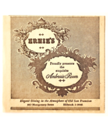 1957 Ambrosia Room Restaurant Ernie&#39;s Advertisement San Francisco Vintag... - €17,16 EUR