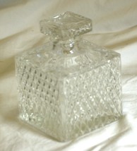 Small Whiskey Decanter Clear Glass Diamond Pattern Square Japan - £13.44 GBP