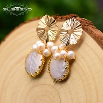 GLSEEVO Origunal Design Natural Round Baroque  Drop Earrings For Women Girl Kore - £18.51 GBP
