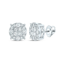 14kt White Gold Womens Princess Diamond Cluster Earrings 1-1/2 Cttw - $2,347.79