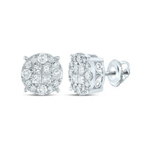 14kt White Gold Womens Princess Diamond Cluster Earrings 1-1/2 Cttw - £1,850.90 GBP