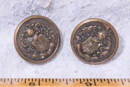 Vintage Lot of 2 Crest Shield Buttons Metal mv - $8.90