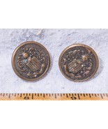 Vintage Lot of 2 Crest Shield Buttons Metal mv - £7.01 GBP
