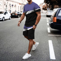 Men&#39;s 2 Piece Active Casual Short and T Shirt Short Sleeve Set Waist Up To 45&quot; - £21.18 GBP