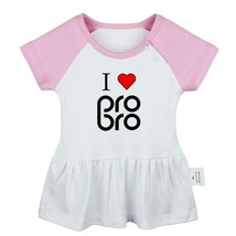 I Love Bro Design Newborn Baby Girls Dress Toddler Infant 100% Cotton Clothes - £10.33 GBP