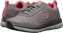 SKECHERS Work Women&#39;s Athletic Comfort Flex SR - HC Color Grey/Pink Size 11 B US - £66.55 GBP