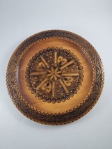 Vintage Hand Carved Star Wood Plate Copper Brass Inlay Decorative Poland... - £22.88 GBP