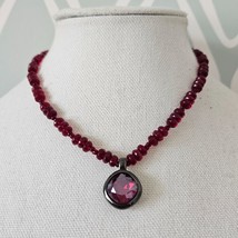 Carolee Red Glass Beaded Necklace &amp; Pendant - £19.89 GBP