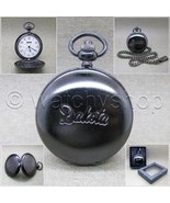 DAKOTA Black Pocket Watch for Men 42 mm Arabic Numbers Dial with Fob Cha... - $30.07 CAD
