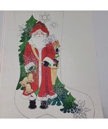 Strictly Christmas Stocking Handpainted Needlepoint Canvas 27&quot; Santa Tre... - $295.00