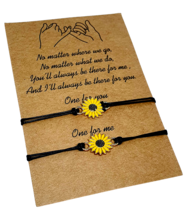 Sunflower Bracelet Friendship Lover Couple Charm Card Wish You Me Promise x 2 - £3.64 GBP