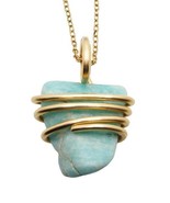 Amazonite Set In Merlin&#39;s Gold Forged Wrap Pendant #53, 17.6 Grams - $44.44